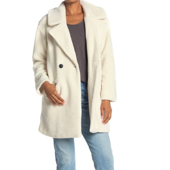 Lucky Brand Double Breasted Faux Teddy Fur Coat 2X - Picture 9 of 12